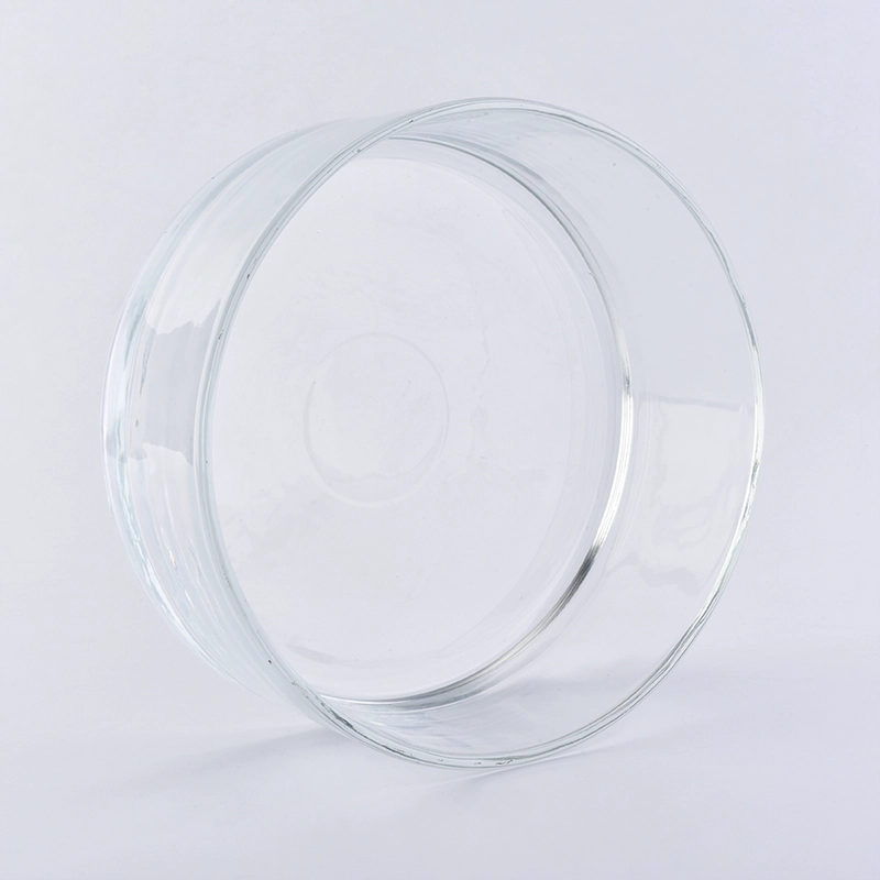 Customized wide round glass candle container home decor wholesale