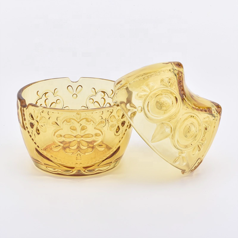 Golden parrot shape candle jar glass candle vessel with lid for wedding decoration
