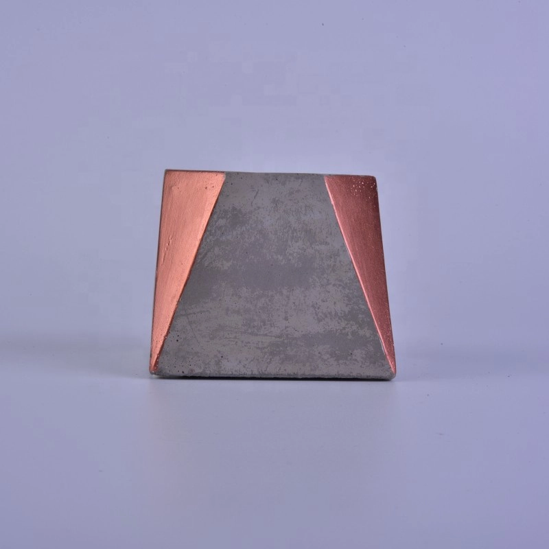 Handmade unique bulk concrete candle jar with rose gold plating