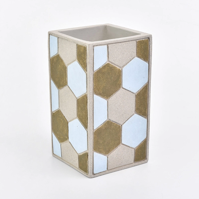 4ps Custom hexagon concrete bathroom set soap dish toothbrush holder hotel decor