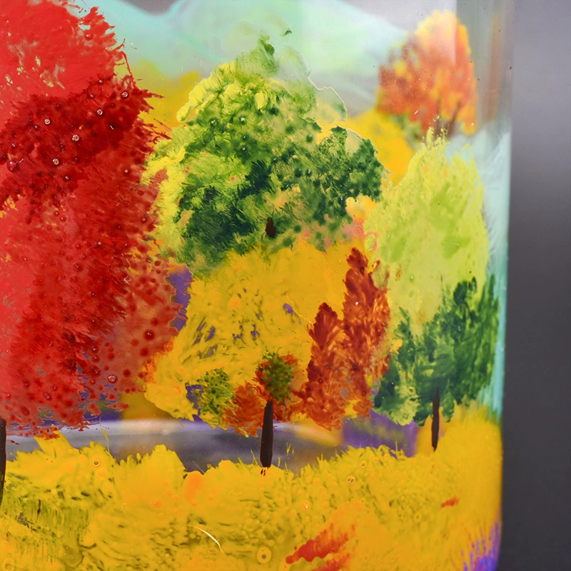 Hand painting glass transparent tealight candle holder home decoration supplier