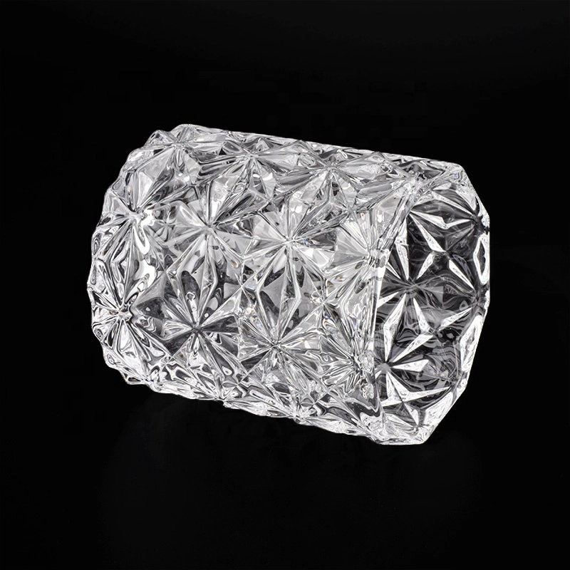 Geo Polygon transparent tealight candle holder glass candle vessel home decoration wholesale