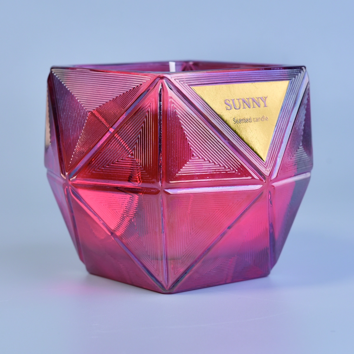 8oz 10oz Wholesales Luxury geo glass tealight candle jar
