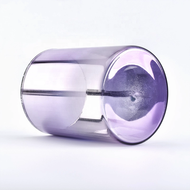 Purple candle cup pillar glass candle vessel supplier