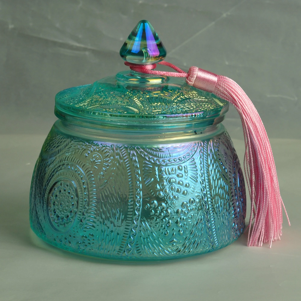 Unique patent design luxury glass candle holders with lid