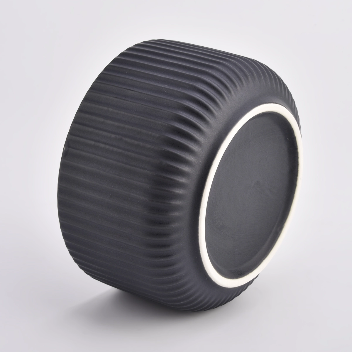 440ml black ceramic cylinder candle jar empty home decoration for wholesale