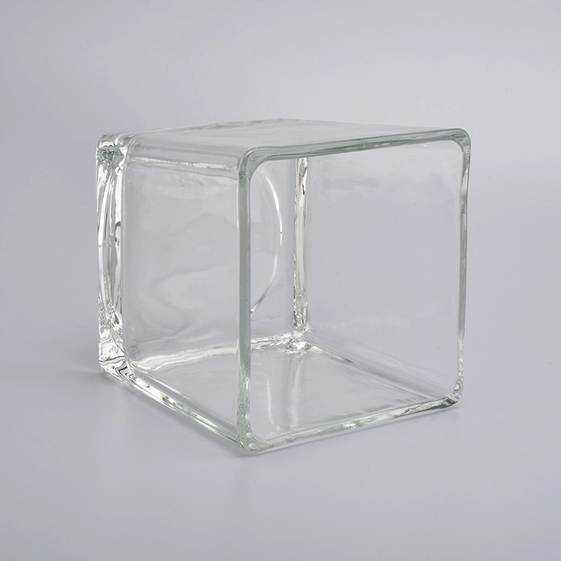 1330ML customized color square glass candle holderr wholesale for home decoration