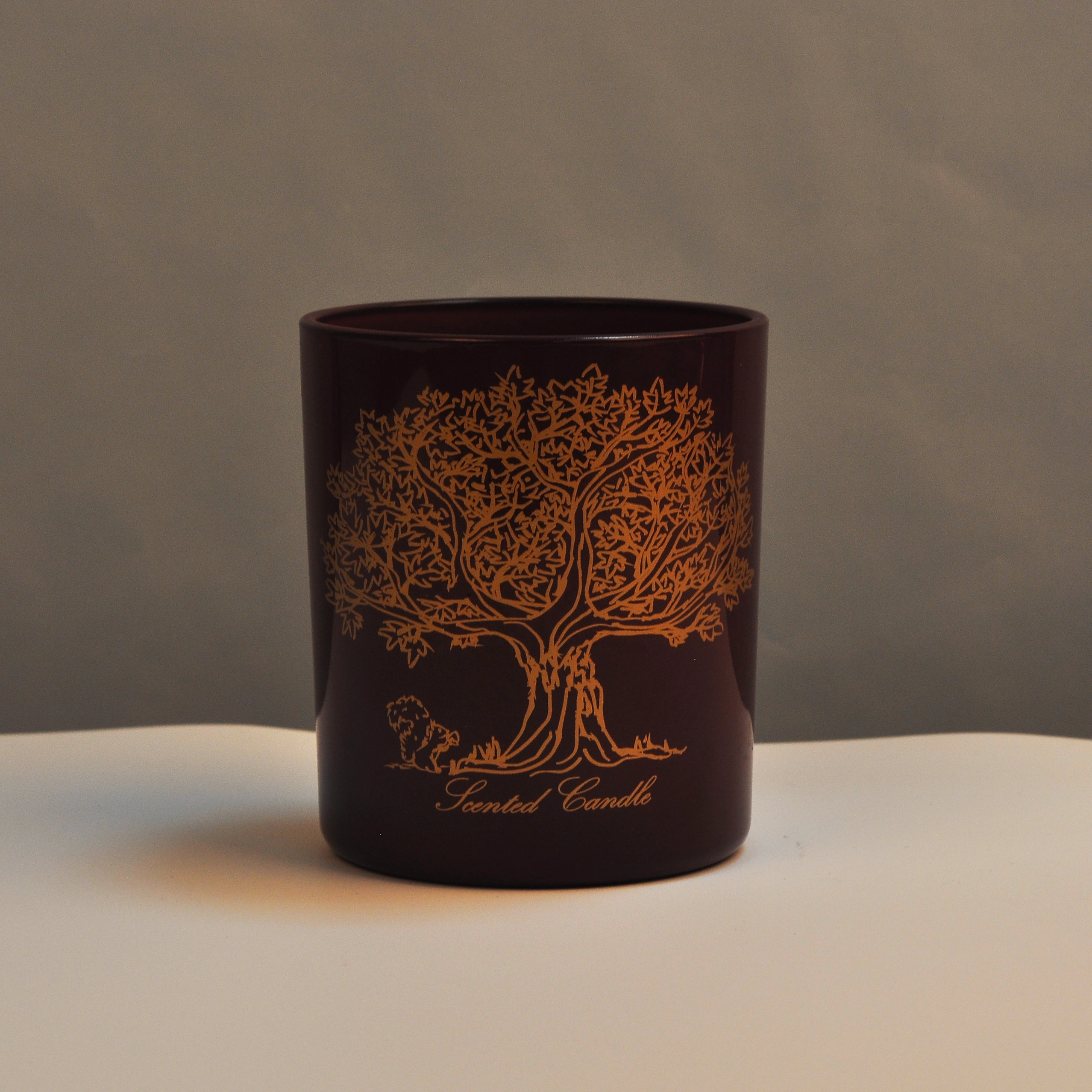 Bulk luxury logo printing cylinder glass candle holders 6oz 8oz 10oz