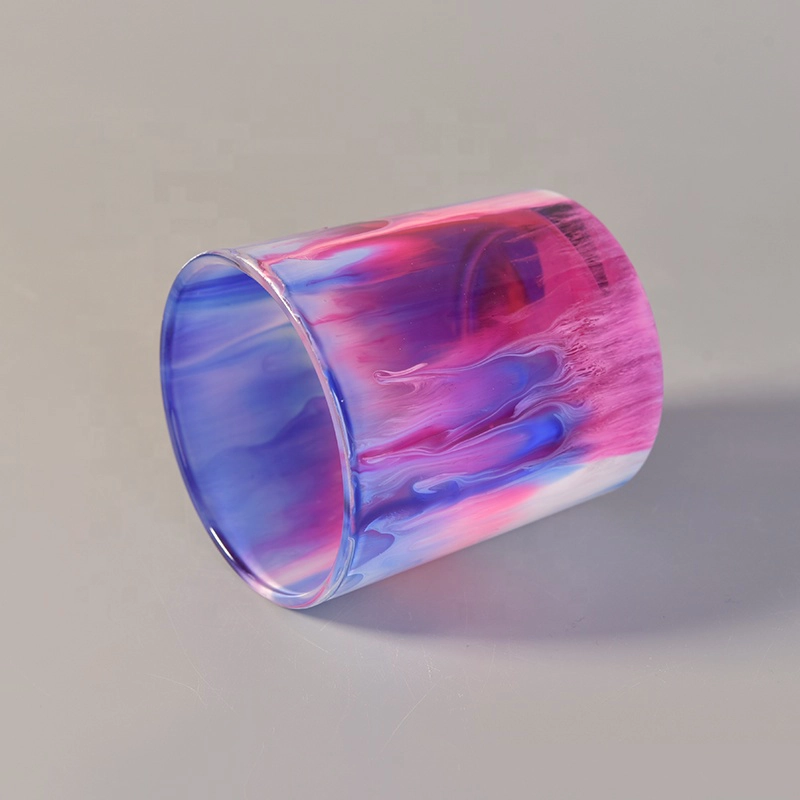 Cylinder colored glass candle tumblers 200ml