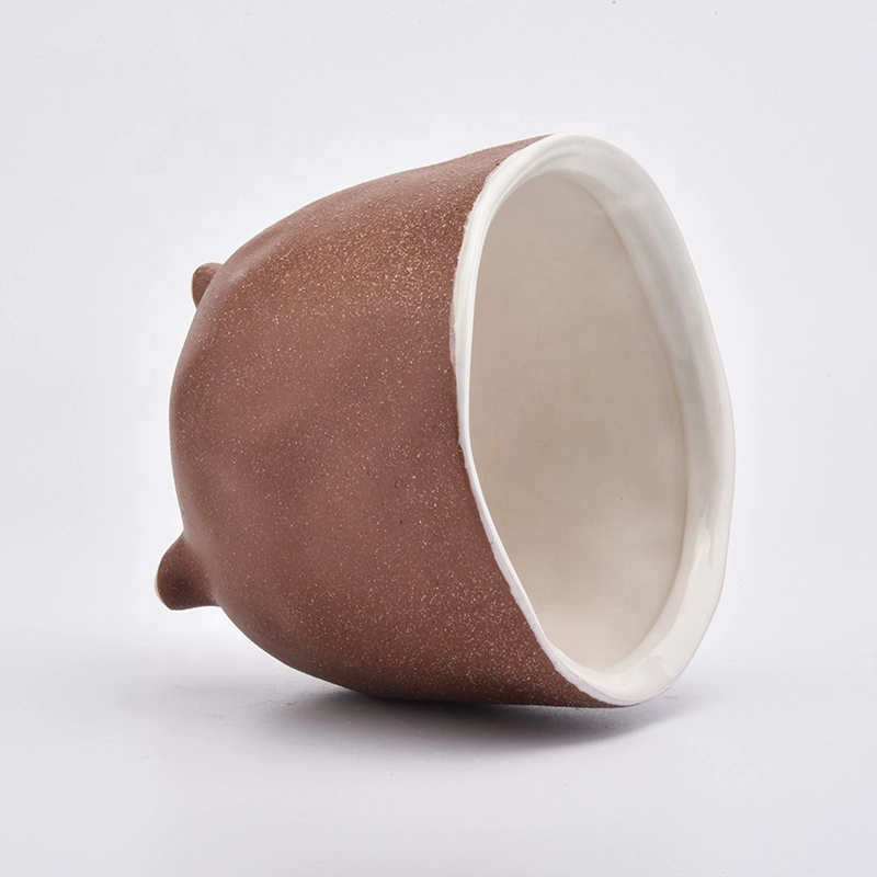 Decorating red candle jar ceramic round candle vessel wholesales