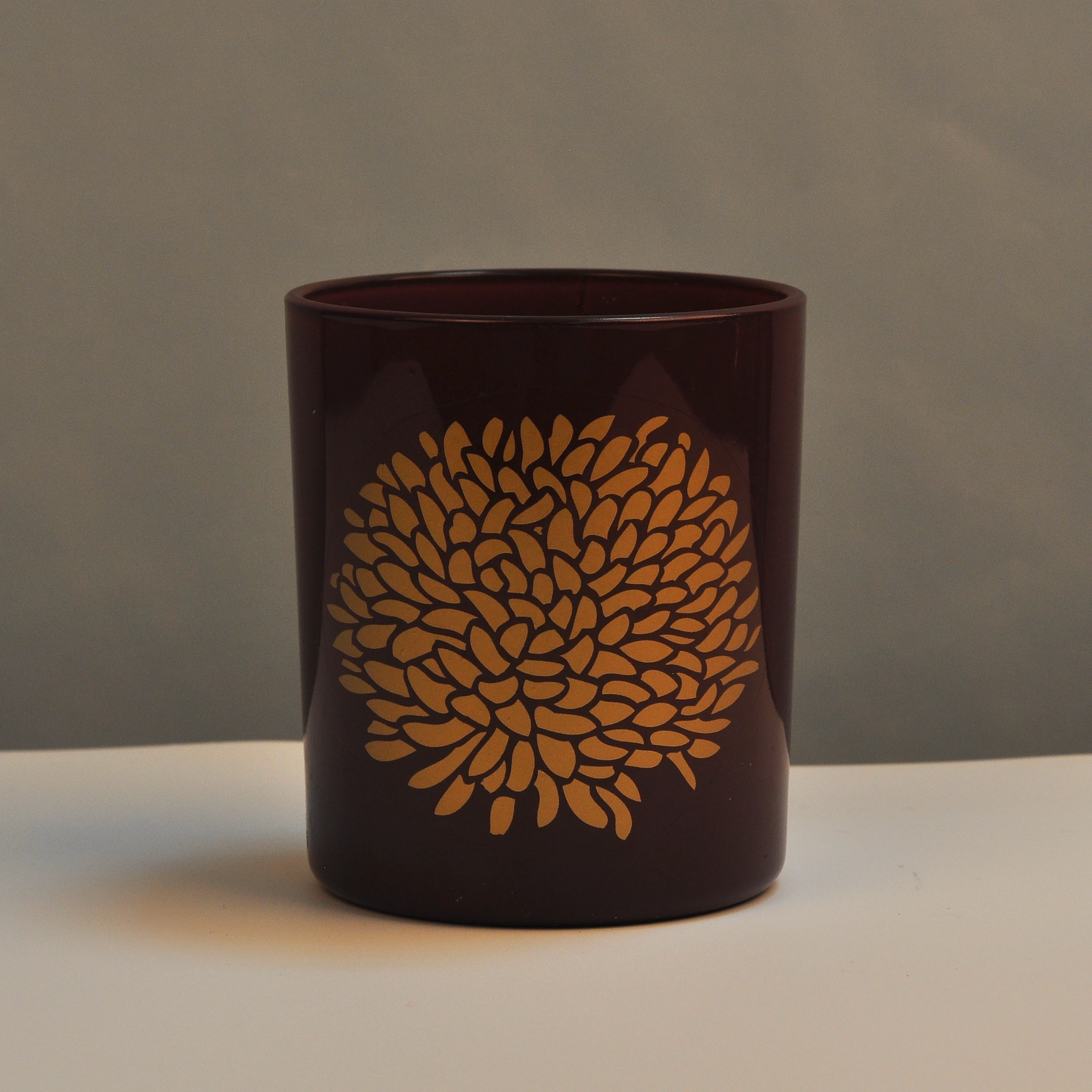 Bulk luxury logo printing cylinder glass candle holders 6oz 8oz 10oz