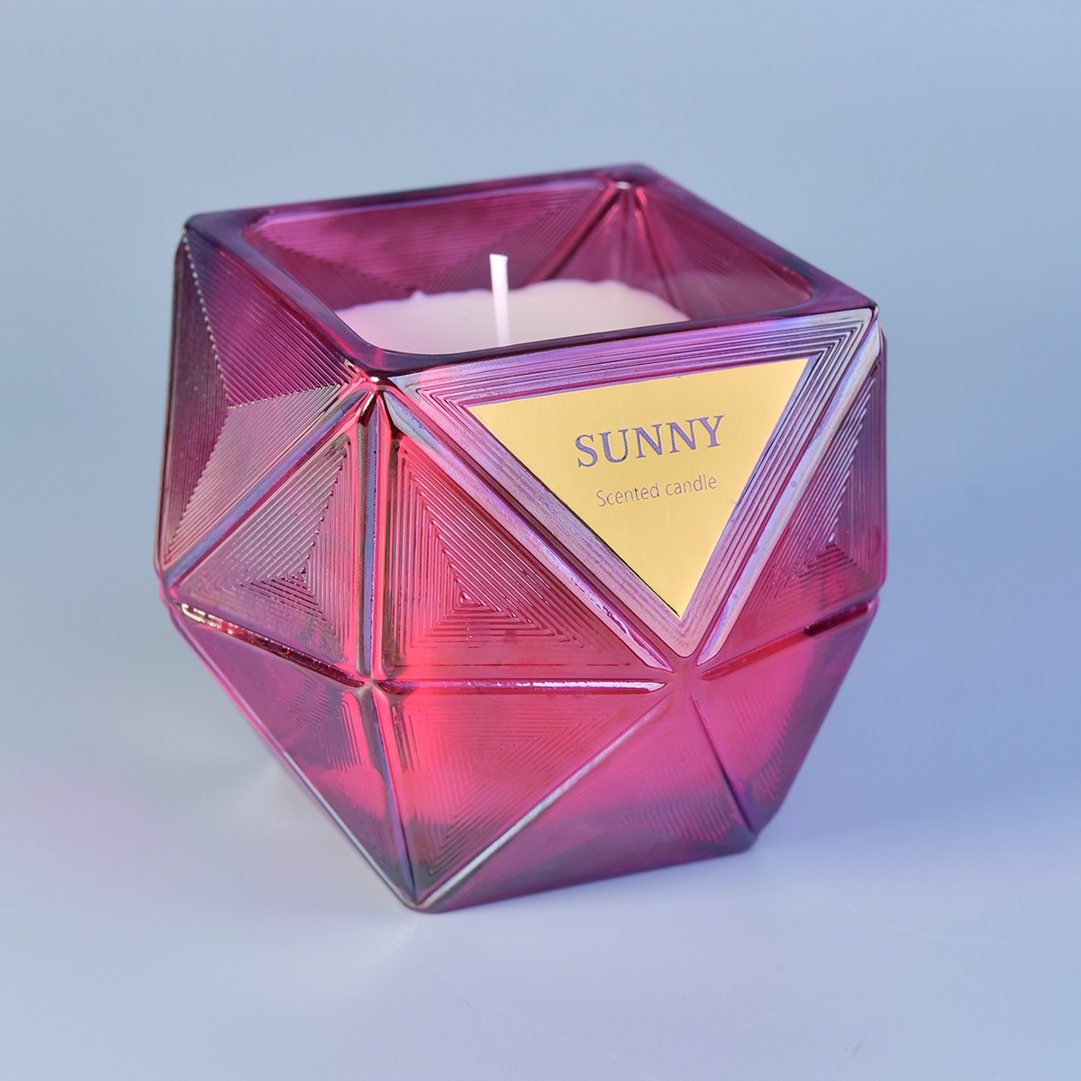 8oz 10oz Wholesales Luxury geo glass tealight candle jar