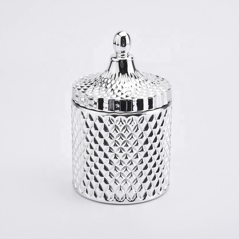 Electroplating silver home decoration candle vessel with lid