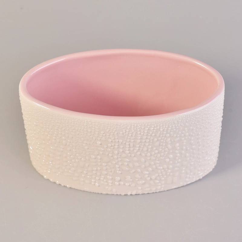 Oval shape ceramic candle holder decorative ceramic candle vessel