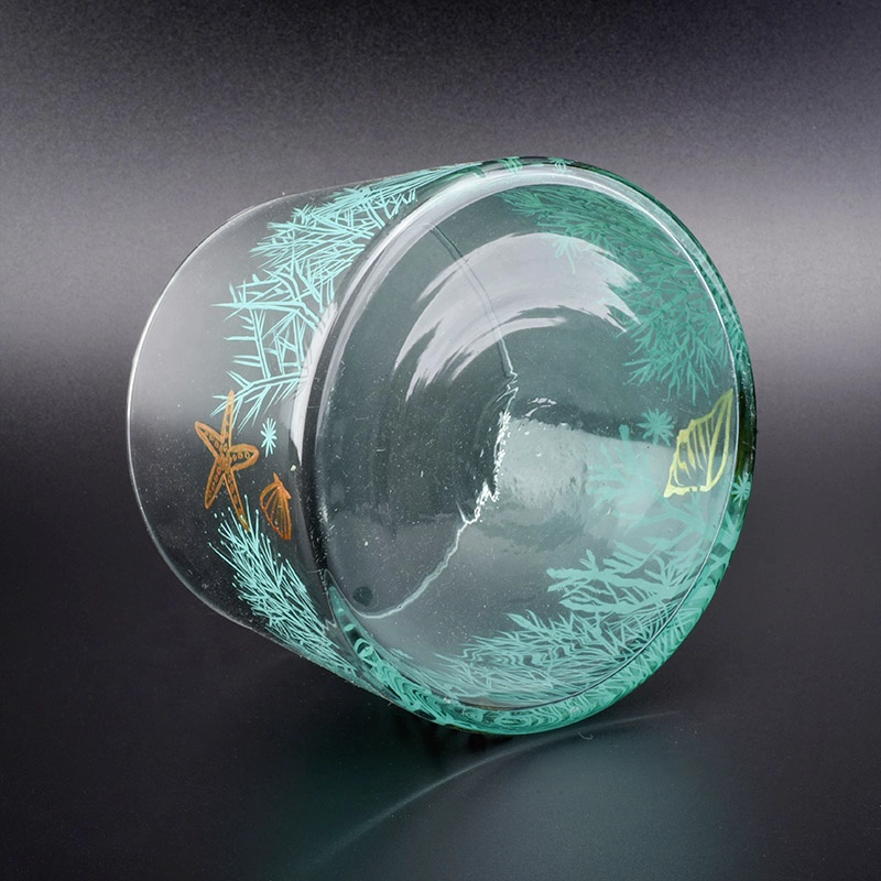 10 oz large size glass candle jar hand paint glass candle vessel