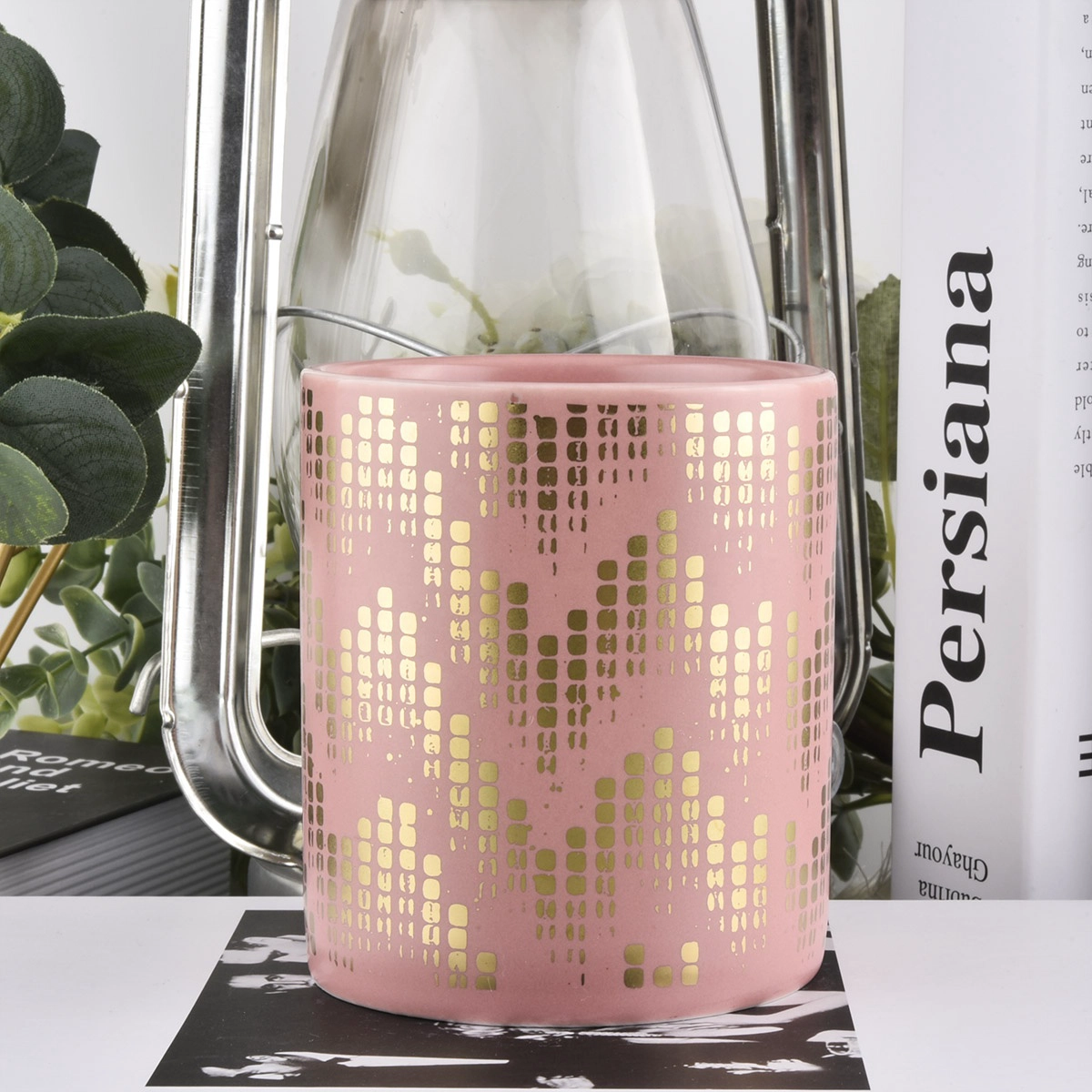 Sunny glassware pink tealight ceramic candle jar holders