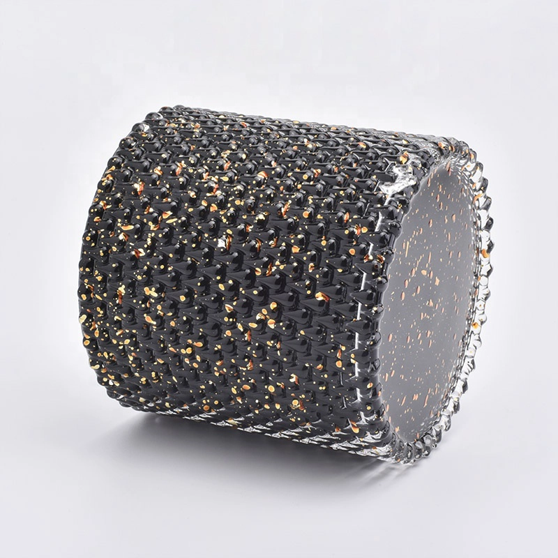 Sunny bulk luxury black geometric candle glass jar holder with lid