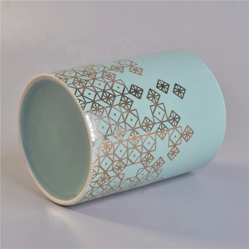 Sunny scent luxury design glod printing ceramic candle jars