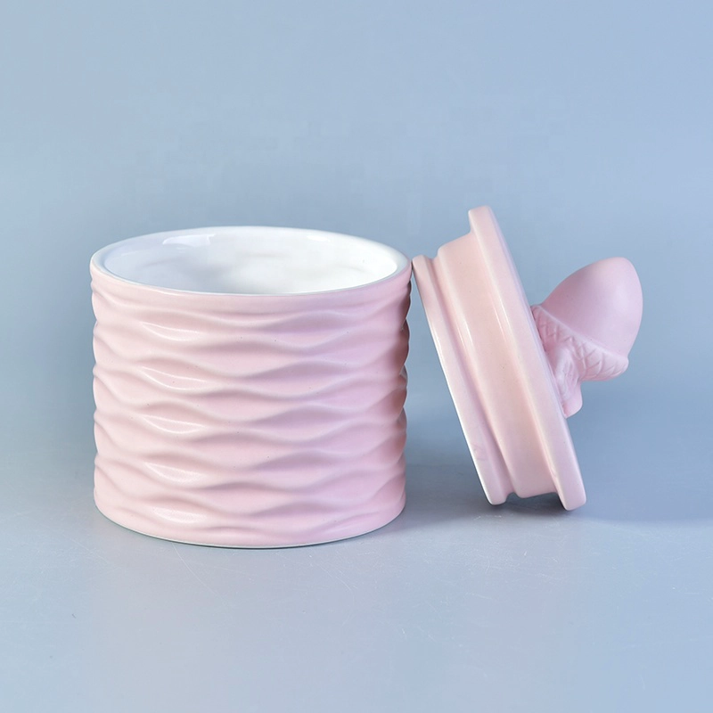 Luxury gift glazed candle votive holder ceramic candle container with lid home decoration factory