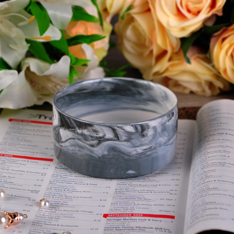Home decor luxury marble effect custom ceramic candle jar