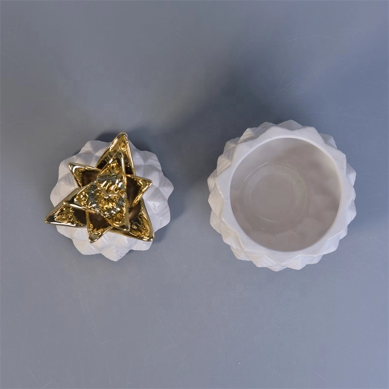 Unique pineapple-shape scented candle votive container ceramic candle jar with lid home decoration in bulk