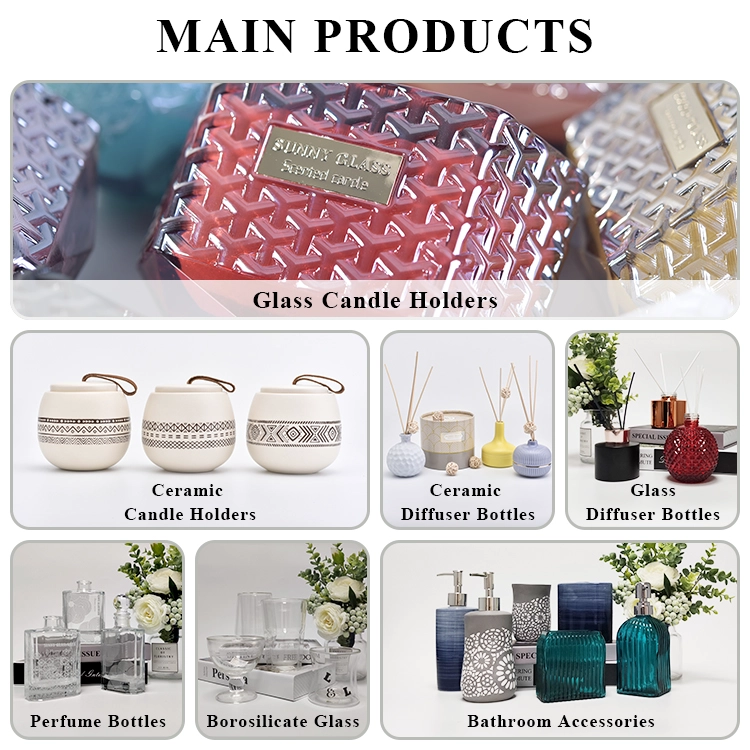 Wholesales geo cut glass candle tin holder with lid