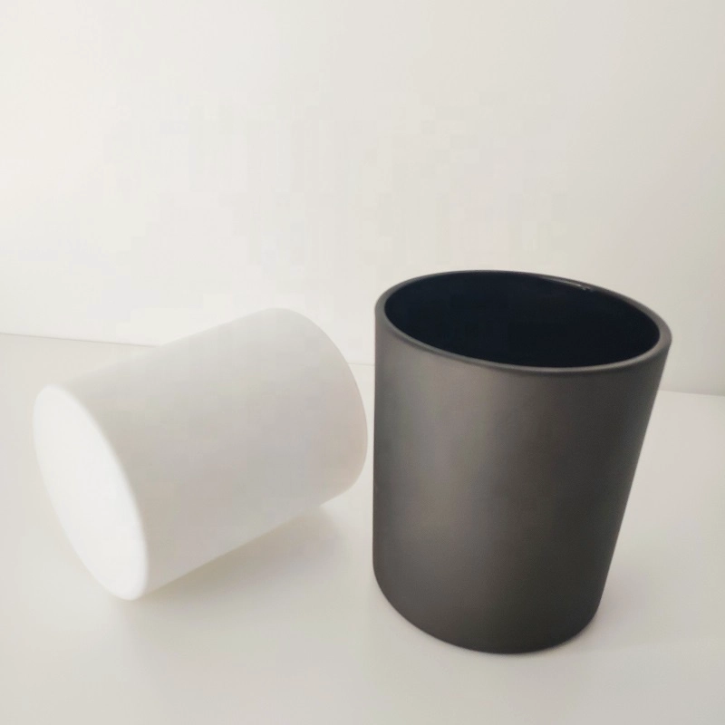 Matte black and matte white glass candle jars frosted candle jars