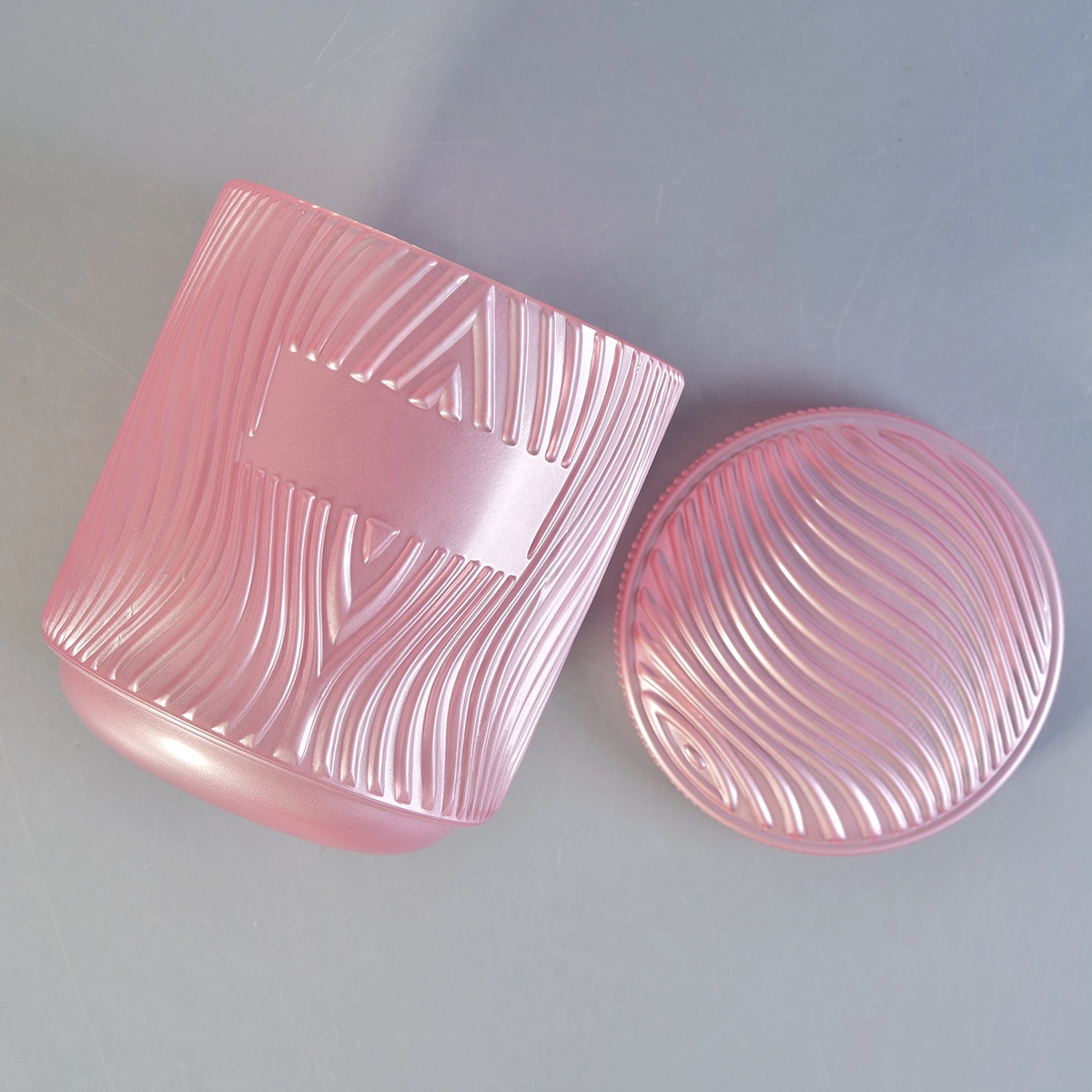 Manufacturer logo printing cylinder glass candle jar with lids