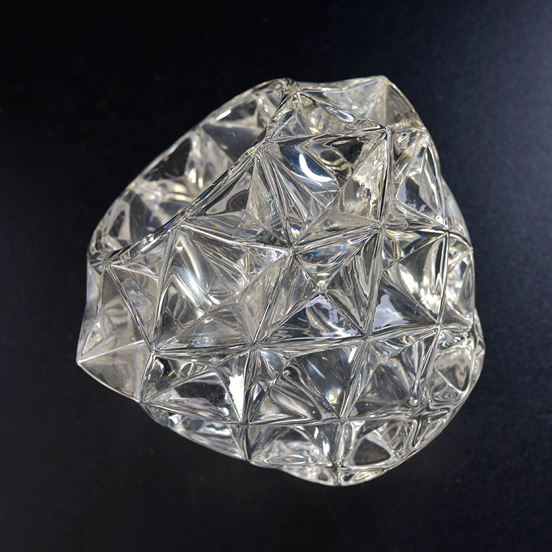 Votive diamond-shaped clear jars for candle embossed glass candles vessel home decoration