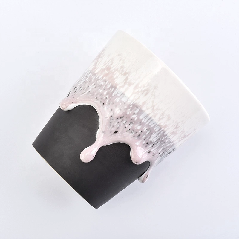 Pink personalized candle votive holder pillar ceramic jar with metal lids party decoration in bulk