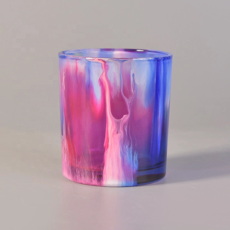 Cylinder colored glass candle tumblers 200ml