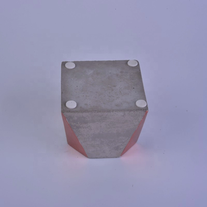 Handmade unique bulk concrete candle jar with rose gold plating
