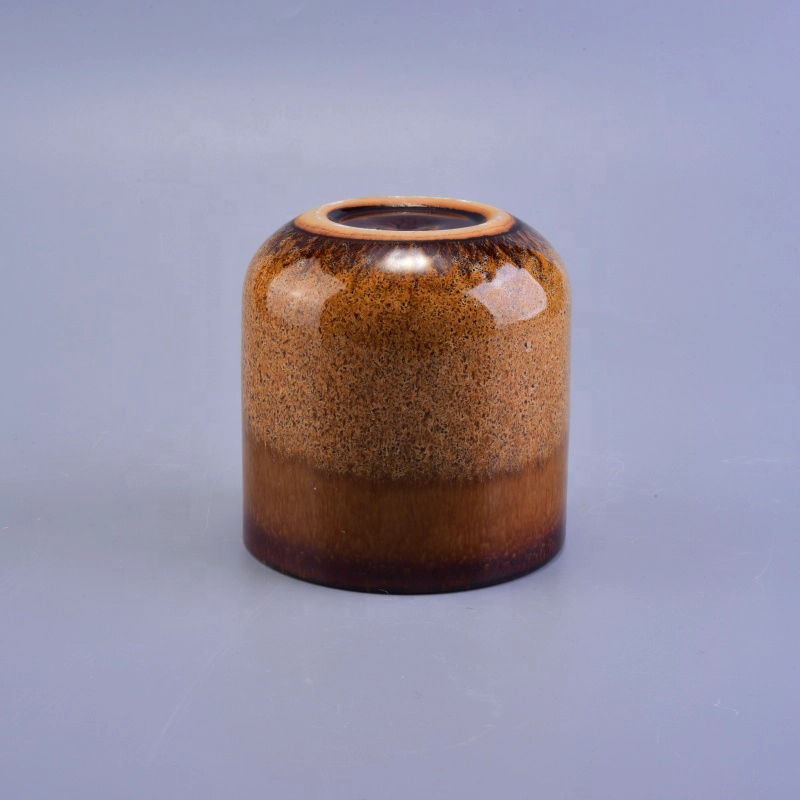 Empty round amber ceramic Candle Jar candle holder home decor in bulk