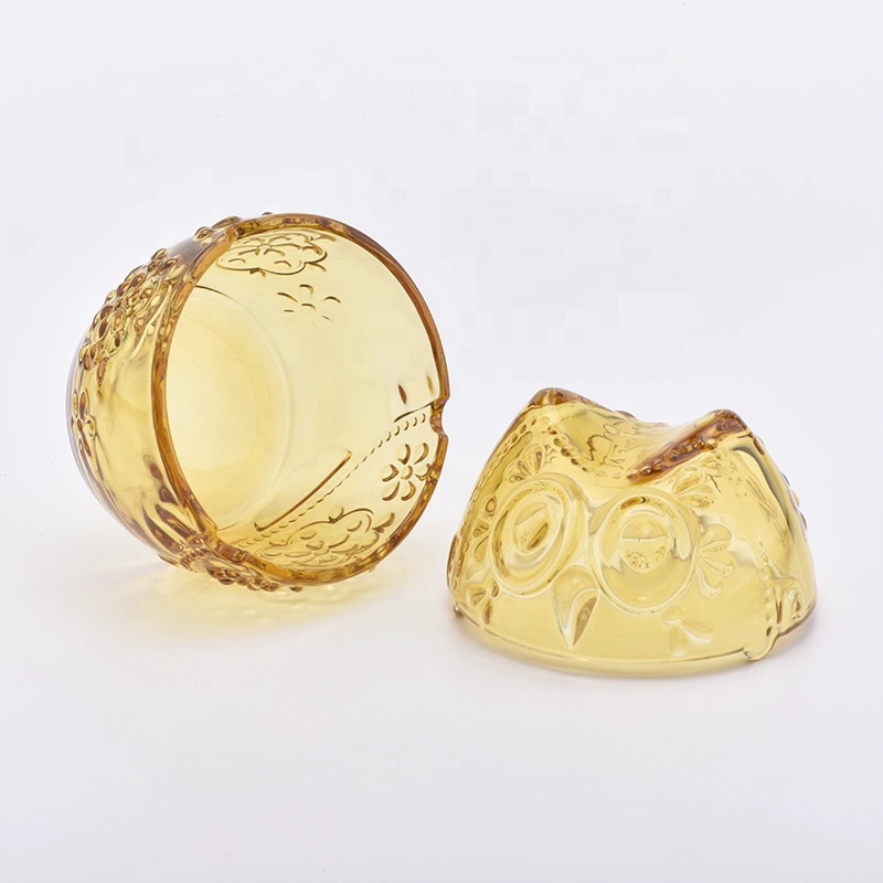 Golden parrot shape candle jar glass candle vessel with lid for wedding decoration