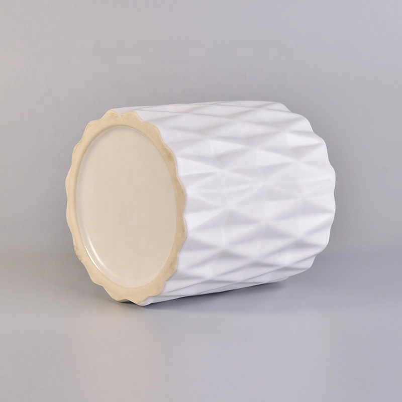 Geo cut cylinder plating candle holder votive ceramic candle jars home decorative wholesale