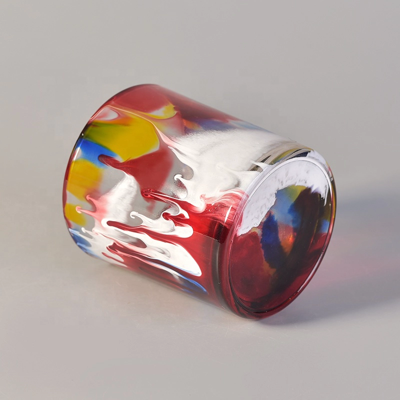 300ml Wholesales cylinder glass candle iridescent jars in bulk