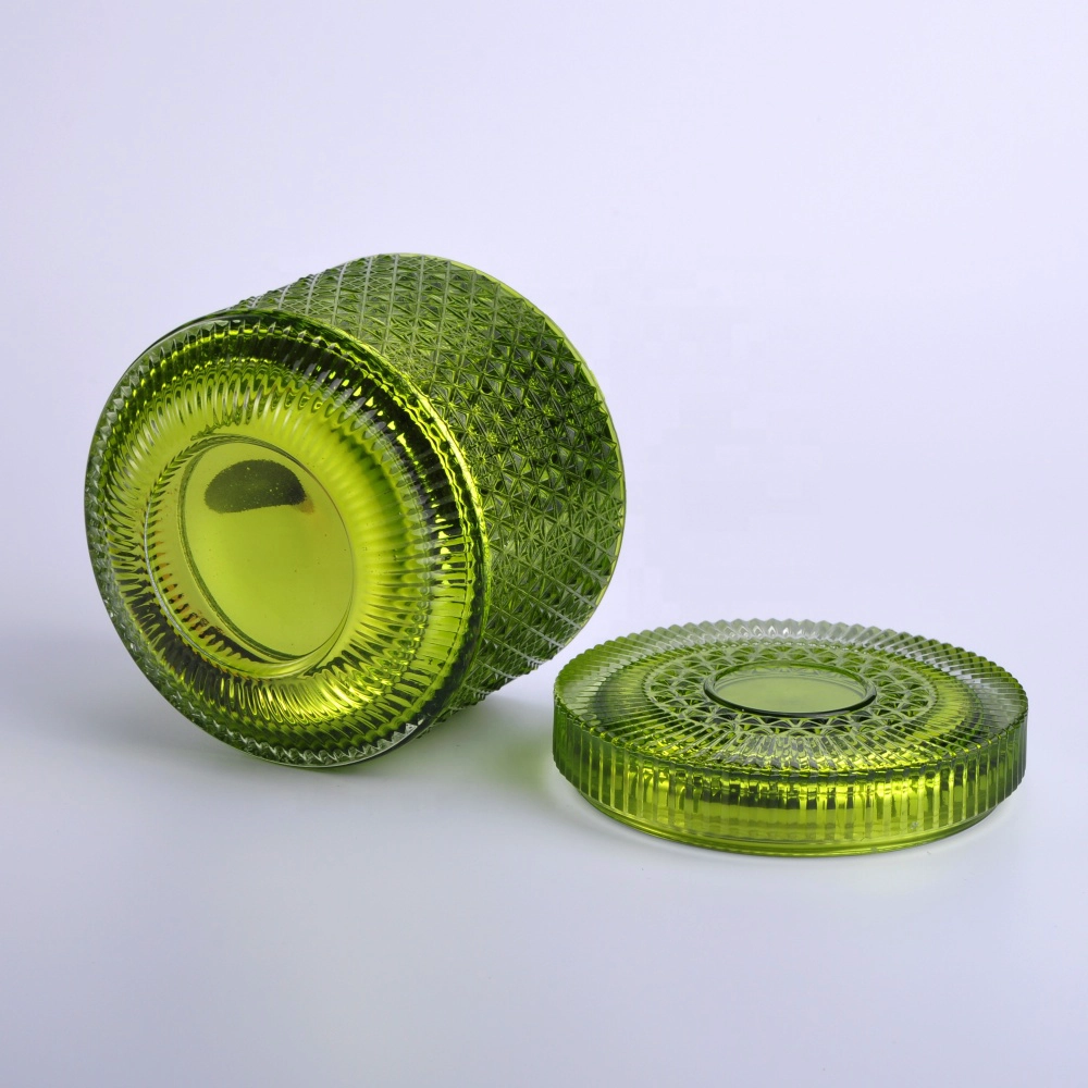 10oz 20oz Luxury green custom snow glass candle jars with lid