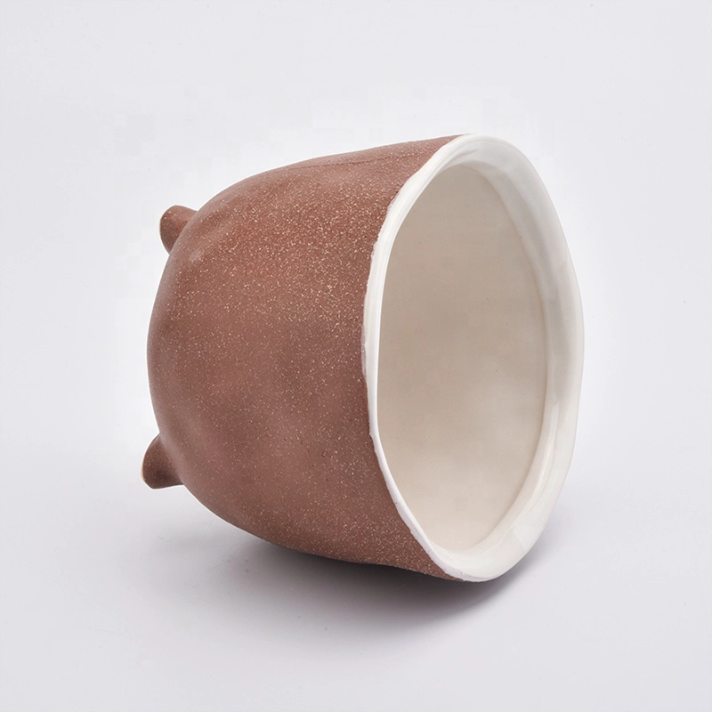 Decorating red candle jar ceramic round candle vessel wholesales