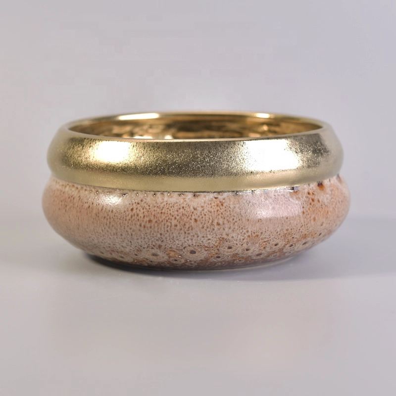 Home decoration large luxury gold tealight ceramic candle jars