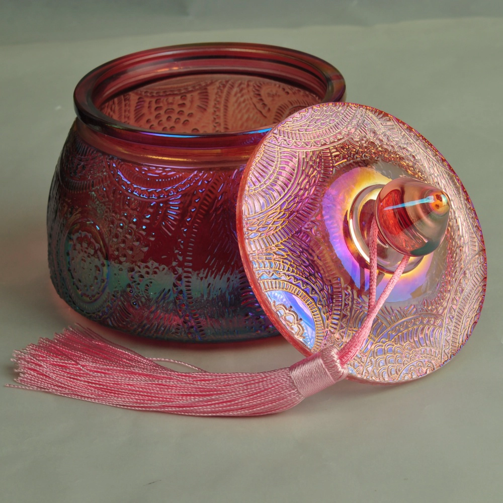 Unique patent design luxury glass candle holders with lid