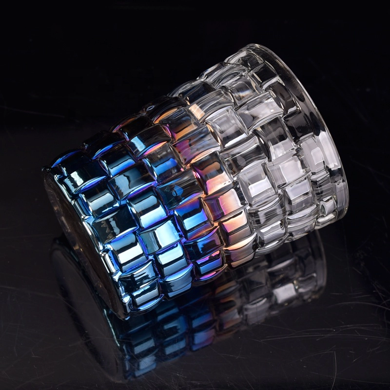 Clear custom candle cup embossed glass bottles home decor in bulk