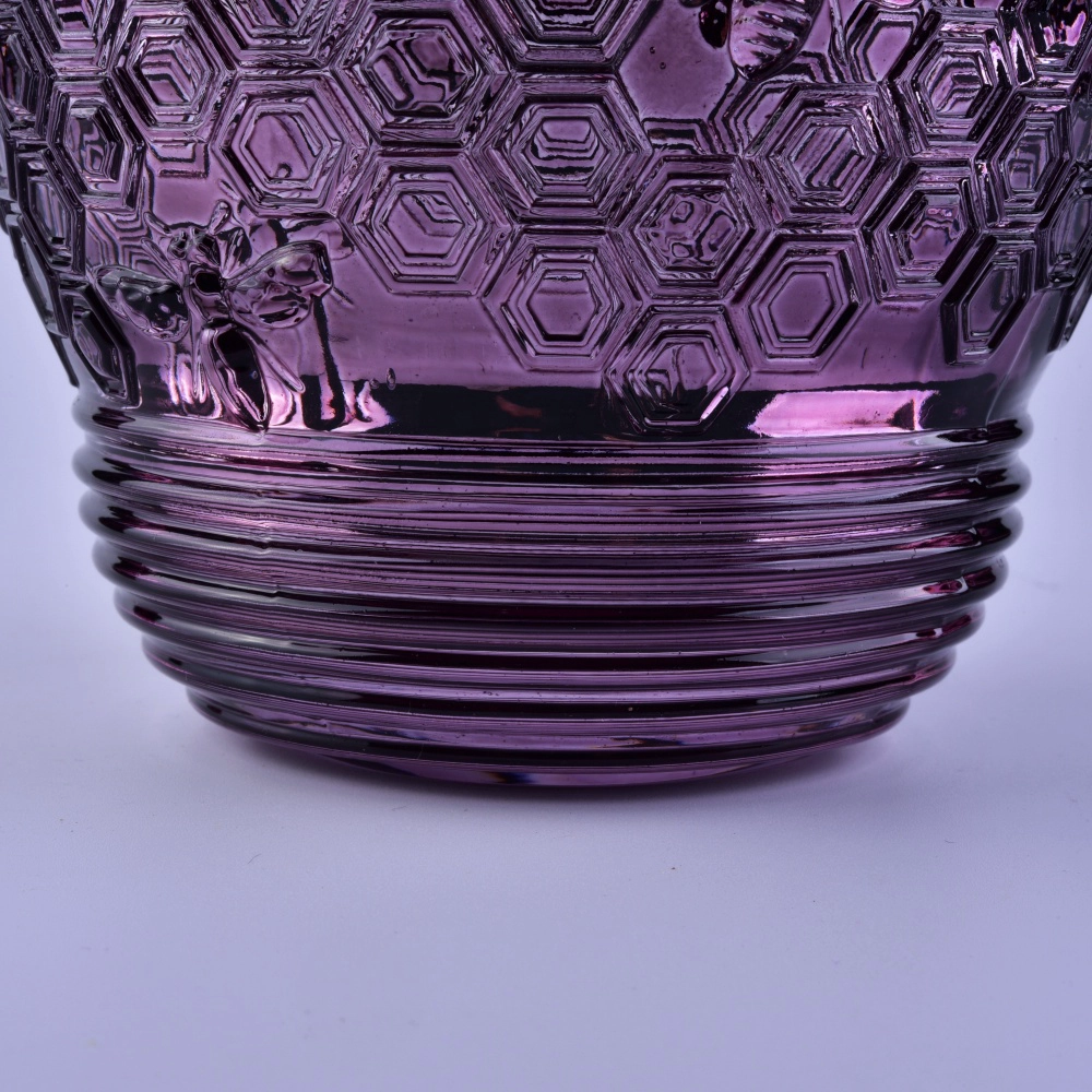 Wholesales bee customized glass candle jar with lid