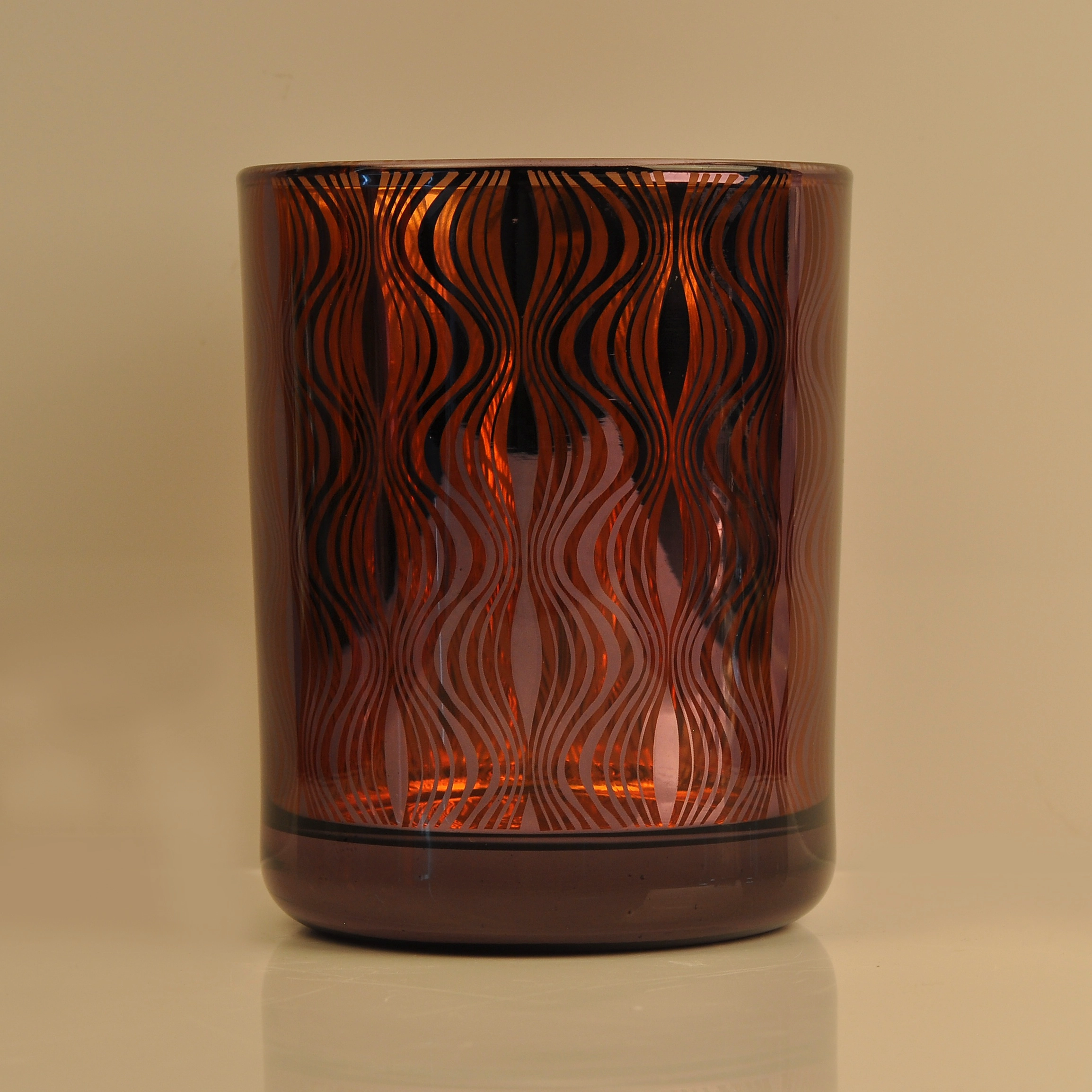 Wholesales luxury cylinder electroplated glass custom candle jas 8oz
