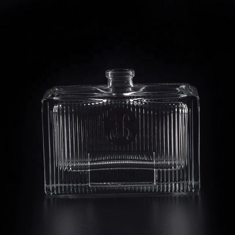 Transparent crystal square glass container double wall perfume spray bottle factory