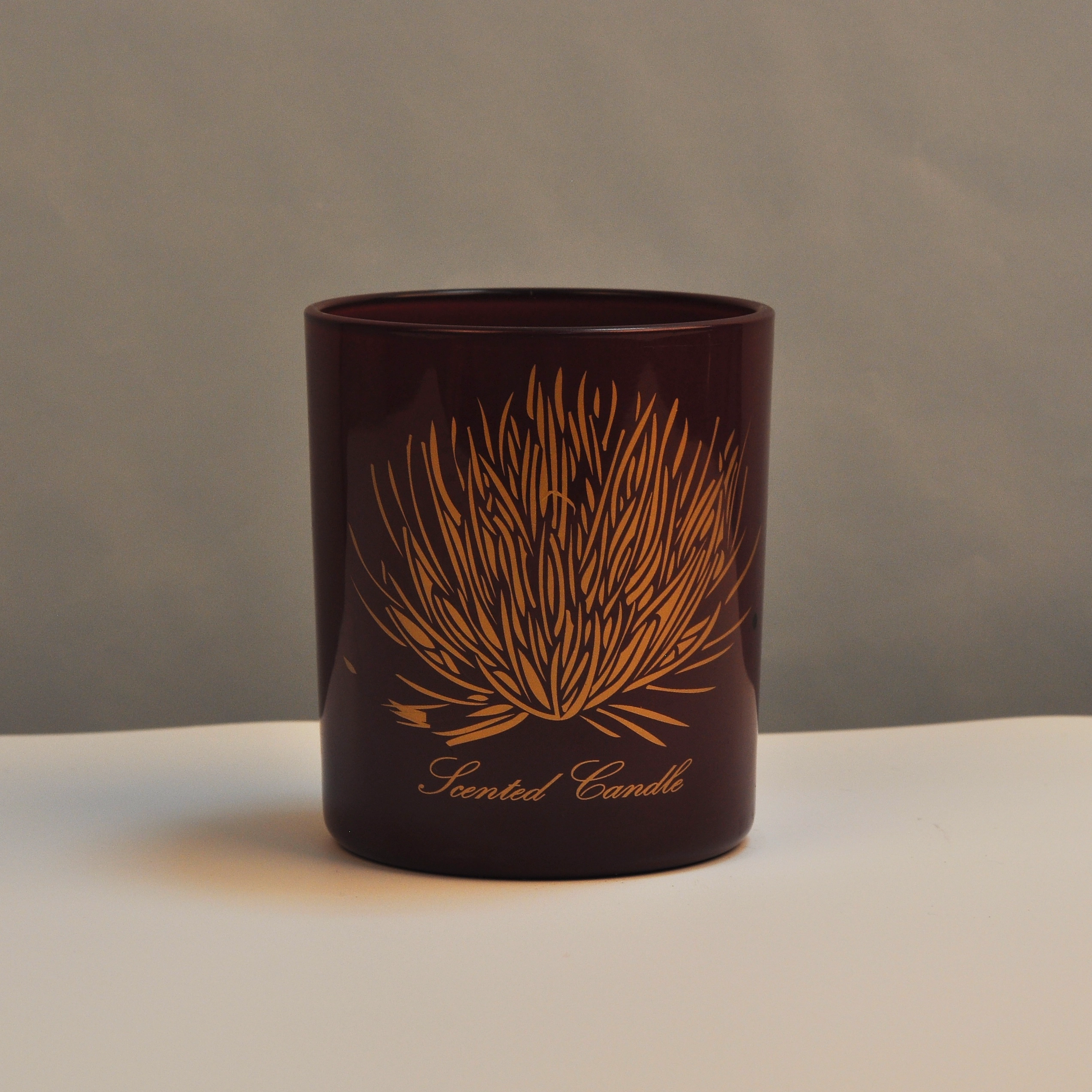 Bulk luxury logo printing cylinder glass candle holders 6oz 8oz 10oz
