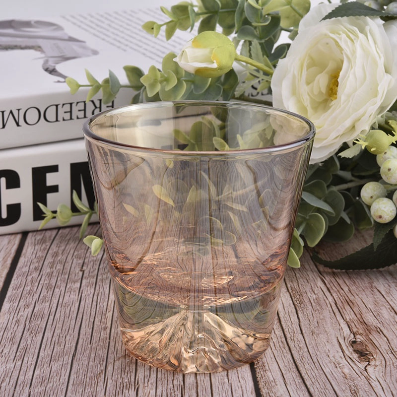 transparent luxury amber brown peak glass candle jar