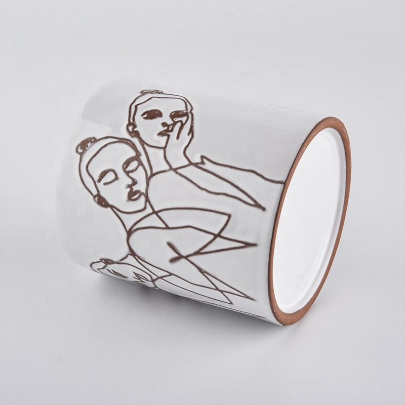 Custom home wedding decor girls picture ceramic candle holder ceramic vessel candle