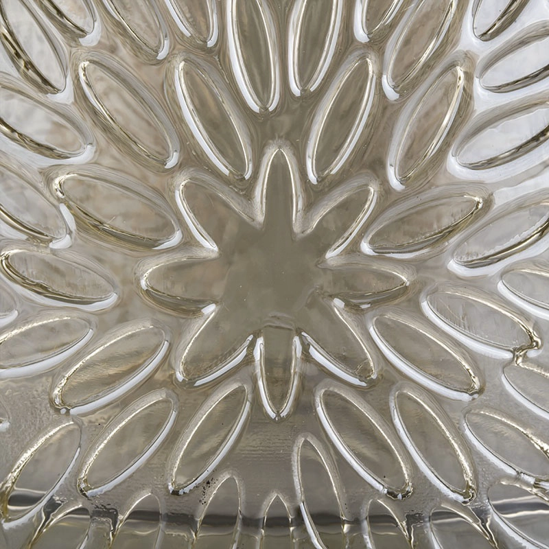 chrysanthemum pattern luxury candle glass container with lid
