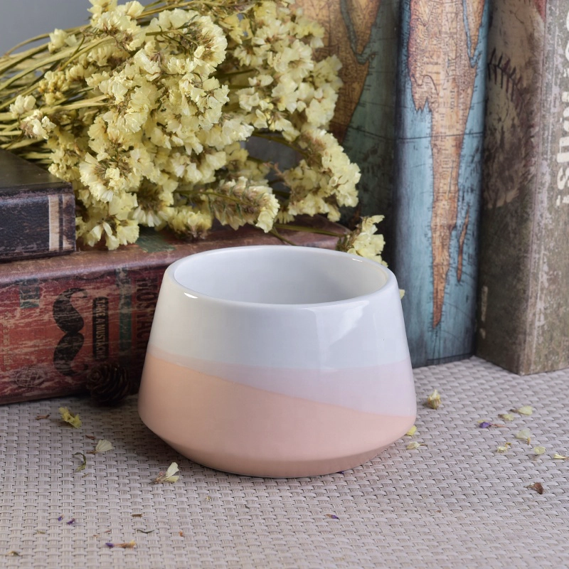 Wholesales large decorative ceramic candle vessel with wood lid