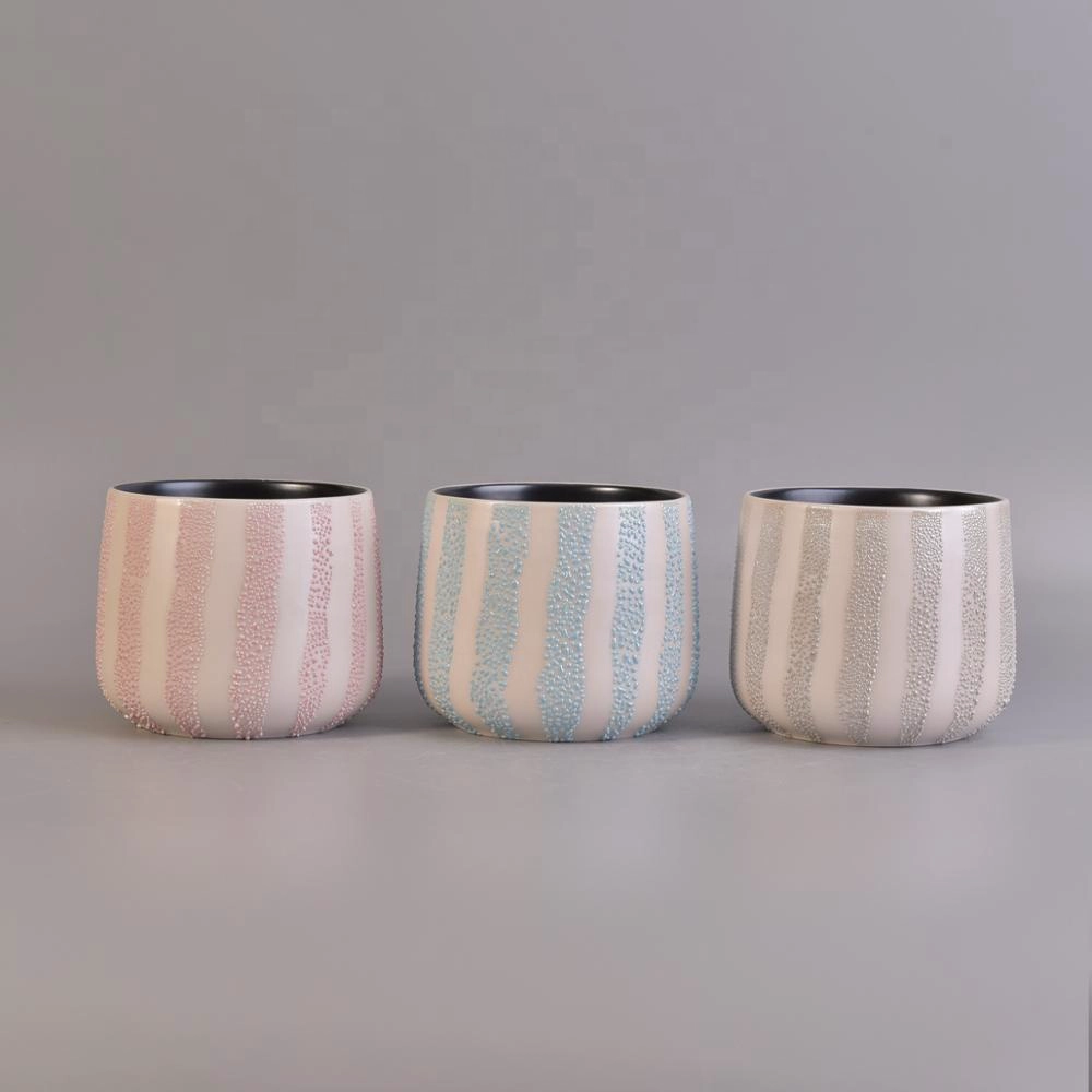 Bead point glaze ceramic candle holder round candle jar wholesale